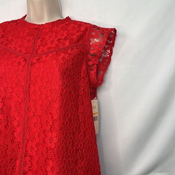Nanette Lepore Candy Apple red lace sleeveless top NWT size small - Picture 2 of 10
